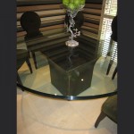Bronzed-copper-pattinated-dining-table-base-with-beveled-glass-top